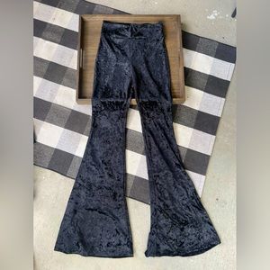 Flare velvet pants.